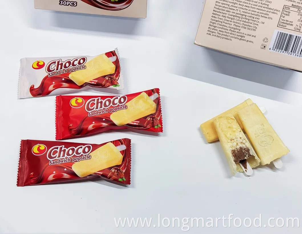 Popsicle-Shaped Filled Ice Cream Candy Candy Biscuit and Chocolate